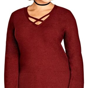 City Chic Crisscross Neck Sweater
